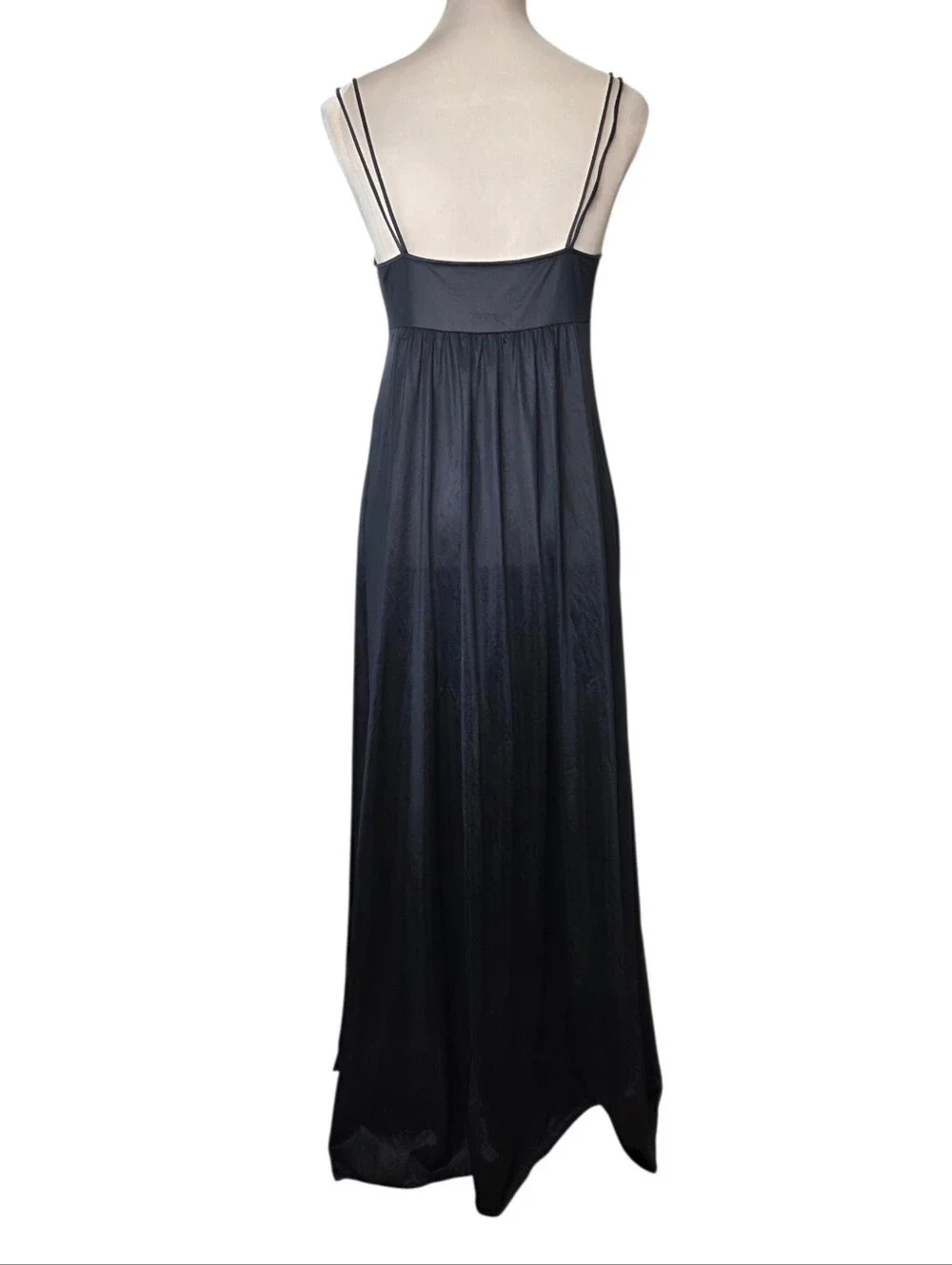 Vintage JCPenney Black Nylon Lace Nightgown Maxi Slip Dress USA Made Medium - Picture 5 of 9